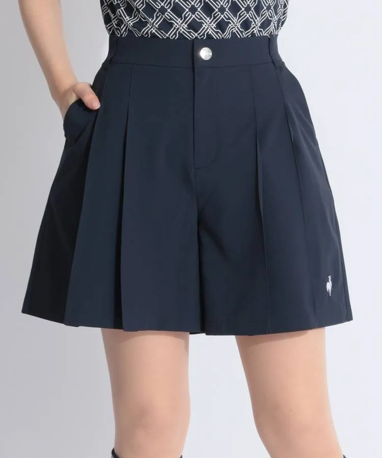 【撥水ストレッチ】シンプルプリーツキュロットパンツ