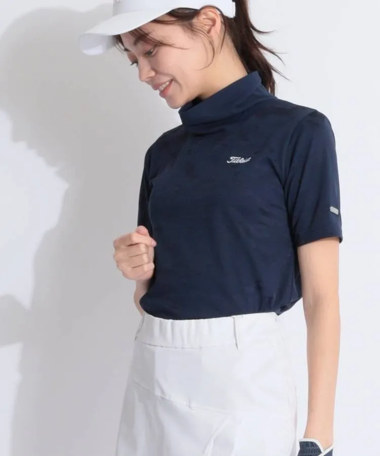 25ゴルフ レディース タイトリスト トップス 半袖 シャツ カットソー タイトリスト TL 【速乾ストレッチ】カモフラ柄ハイネック半袖