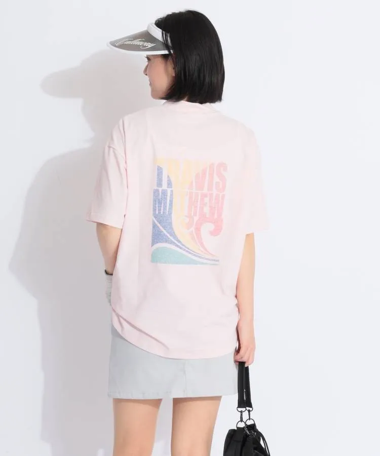 【UV】ロゴ刺繍フレンチスリーブ半袖モックネックカットソー