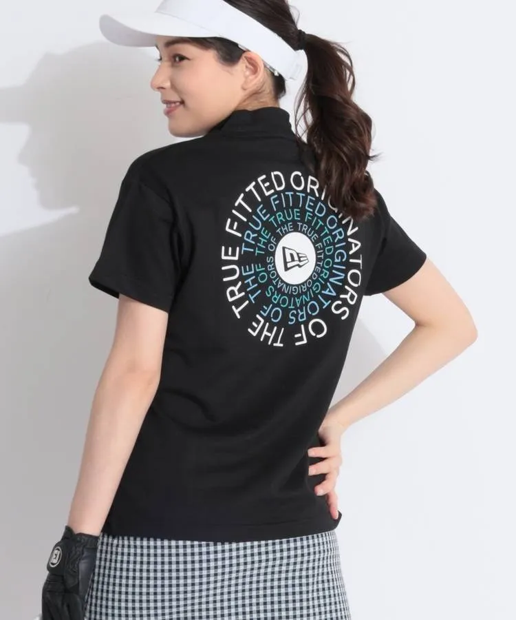 ニューエラ NE 【吸汗速乾】モックネック半袖カットソー(ブラック