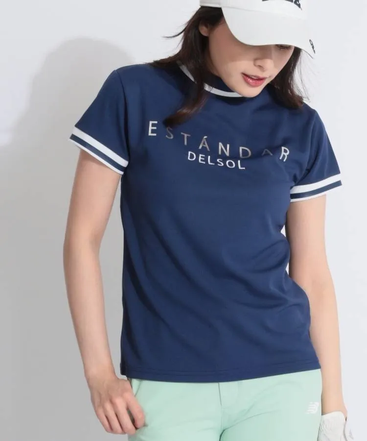 デルソルゴルフ DL 配色ラインモックネック半袖カットソー レディース