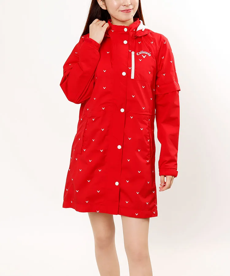 キャロウェイ CA 収納袋付きロゴドット柄レインワンピース レディース
