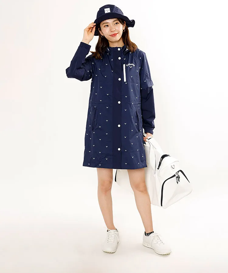 キャロウェイ CA 収納袋付きロゴドット柄レインワンピース レディース