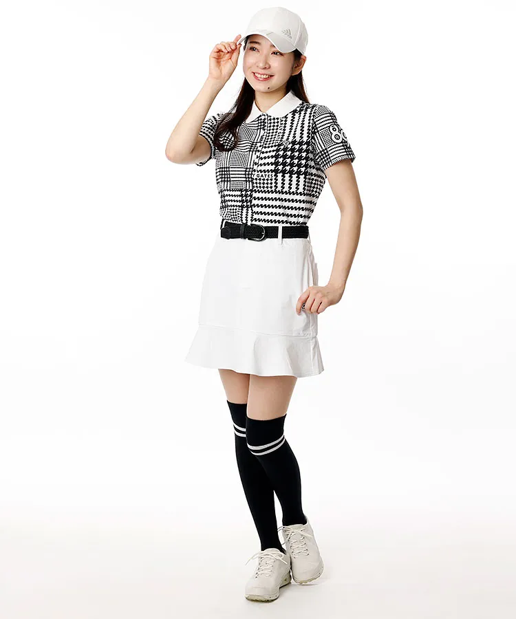 パーリーゲイツ PG パターン切替グレンチェック鹿の子半袖