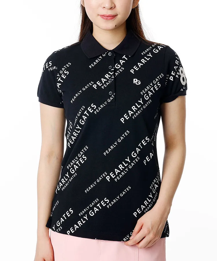 パーリーゲイツ ロゴ総柄カノコ半袖ポロシャツ パーリーゲイツ PG ロゴ総柄カノコ半袖ポロシャツ レディースゴルフ