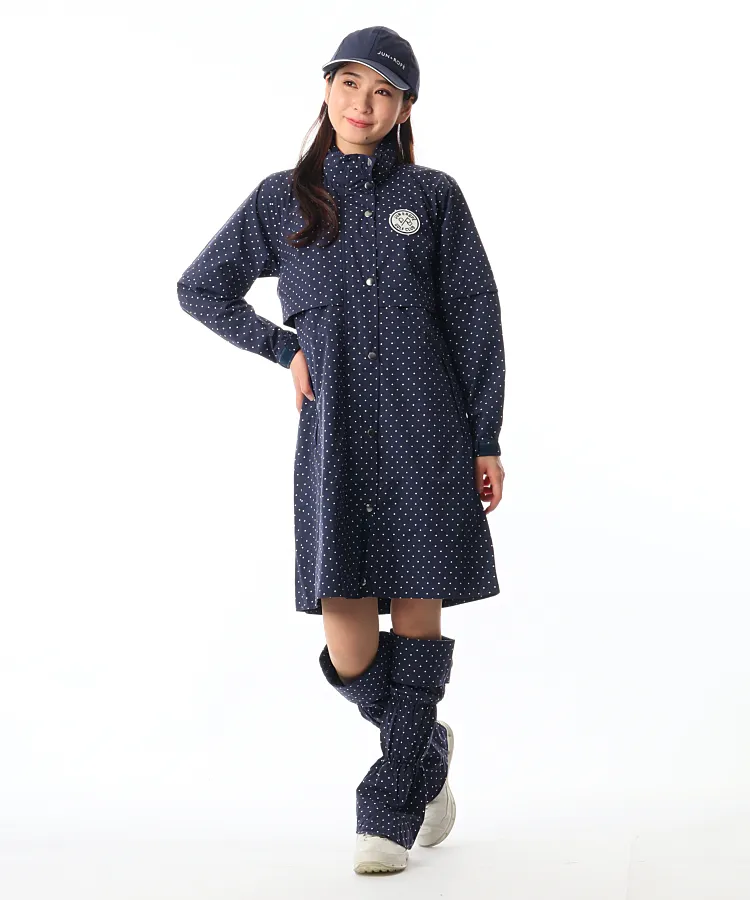 ジュン&ロペ ゴルフ レインウェア レインワンピース ネイビー ジュン＆ロぺ JR レッグカバー＆収納袋付◇2WAYレインワンピ