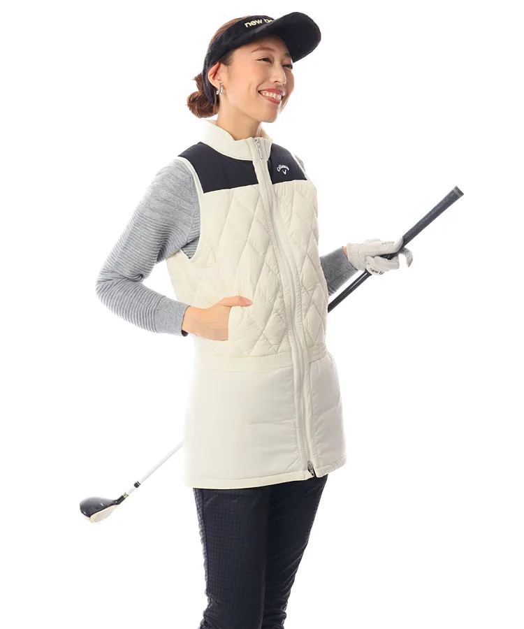 激安ブランド キャロウェイ CA 撥水ストレッチ◇ダウンロングベスト レディースウェア