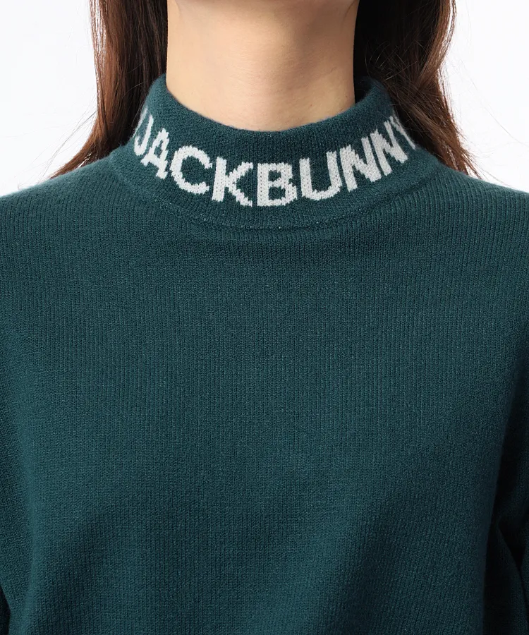 【新品タグ付】ジャックバニー　モックネック　ニットワンピース　Ｓ　裏生地付き　紺 ジャックバニー ジャガードニットワンピース 263-5124130
