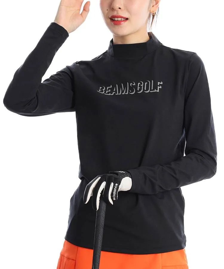 ビームスゴルフ BE 3D風ロゴプリントモックネック長袖カットソー