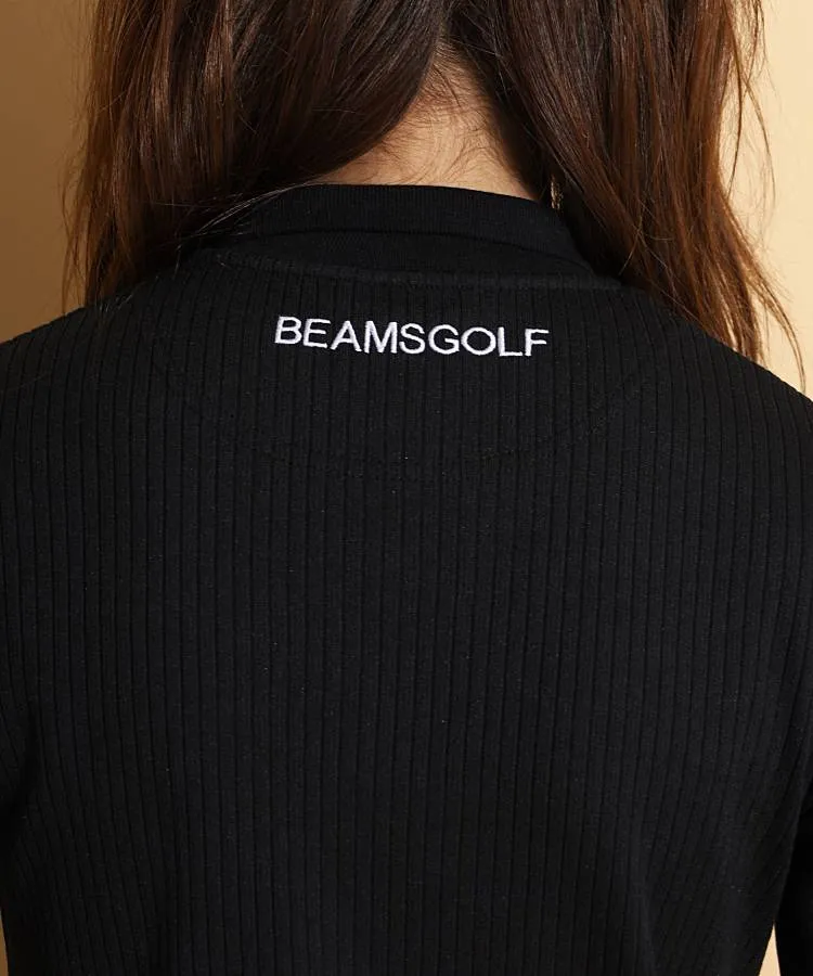 ビームスゴルフ BE 5分丈袖リブニット半袖ポロシャツ レディース