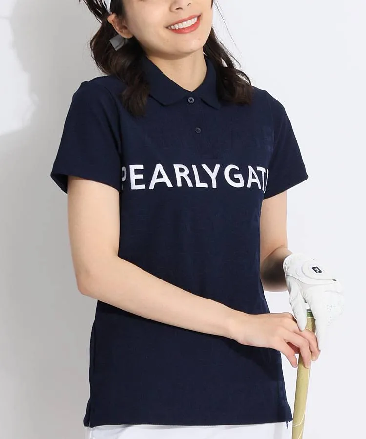 美品○L】パーリーゲイツ 23年モデル 鹿の子 ポロシャツ ロゴ