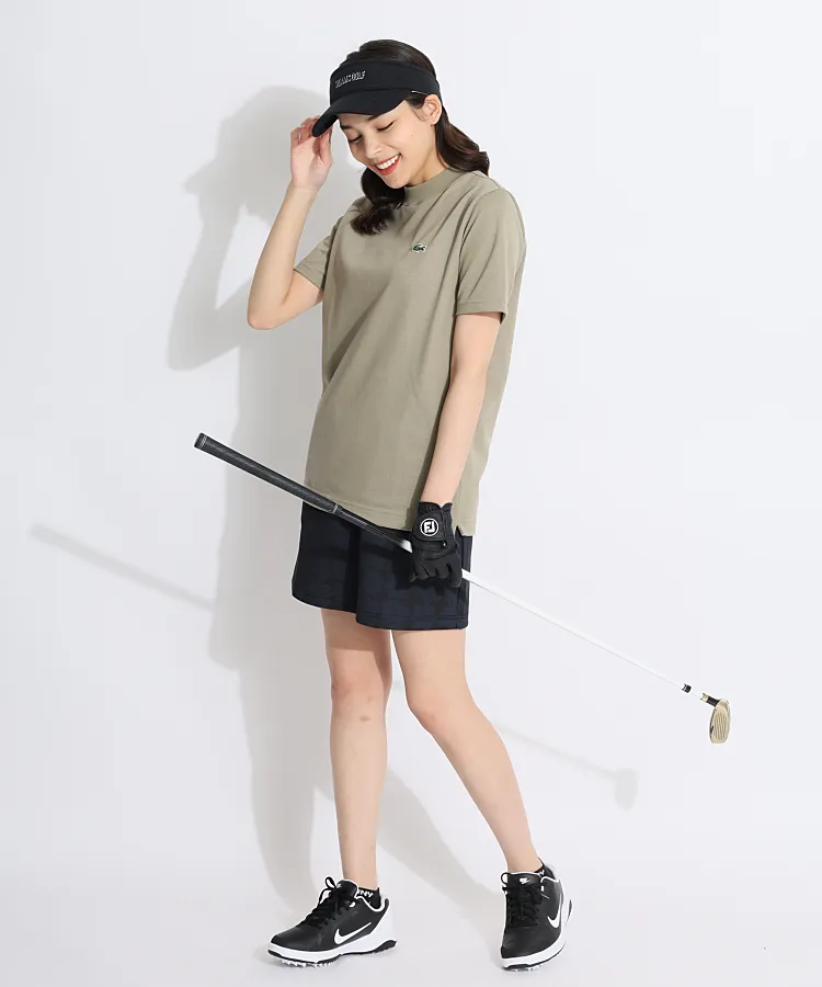 ビームスゴルフ BE [LACOSTE]鹿の子モックネック半袖カットソー
