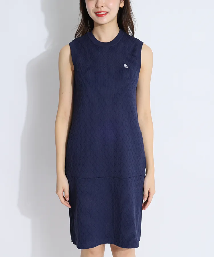 パーリーゲイツ PG サイドプリーツ2WAYノースリーブニットワンピース  