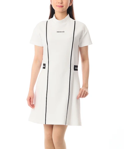 アドミラル Admiral ストレッチダンボール モックネック半袖ワンピース ...